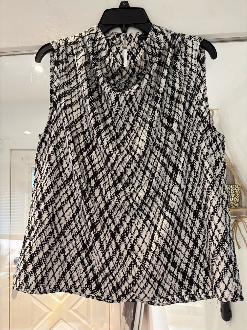 Ann Taylor Black & White Sleeveless Cowl Neck Camisole